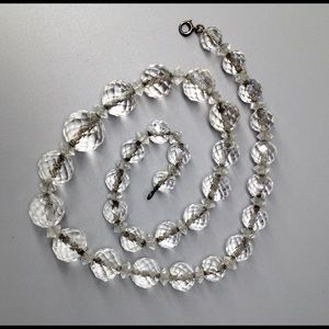Vintage Clear Crystal Bead Necklace